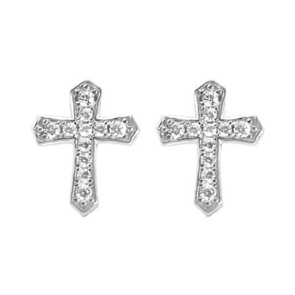 Silver Cross Stud Earrings - Picture 4 of 4